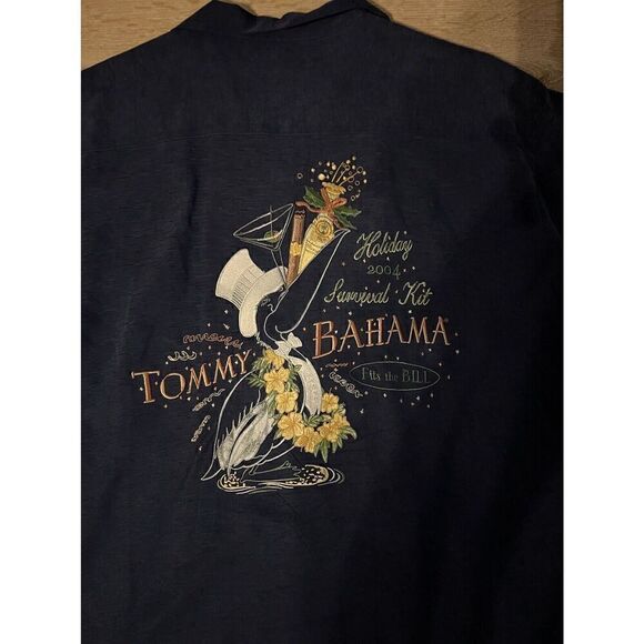 Tommy Bahama Holiday Survival Kit 2004 Fits The Bill Embroidered Silk size L Vtg - Picture 3 of 4